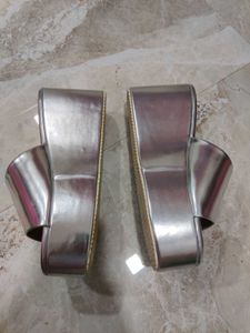 Shiny Silver Platform Slides