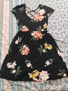 Chic Floral Print Short Sleeve Dress