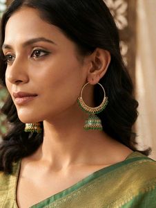 🫠💚Green Jhumka Hoop Earrings