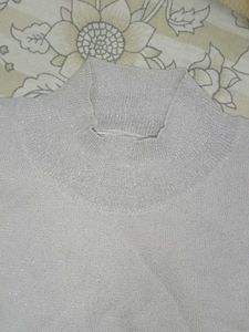 Sparkly Silver Mock Neck Sweater