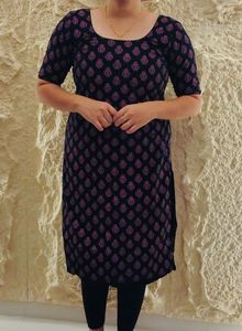 Black Dress with Purple Design – Stylish Elegant P