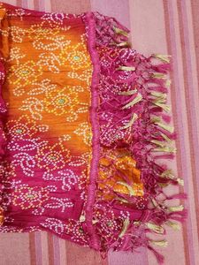 Pink &amp; Orange Bandhej Dupatta