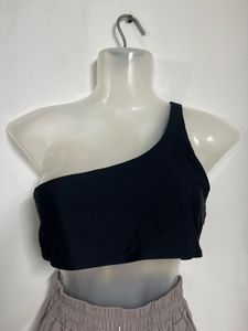Black One Shoulder Crop Top