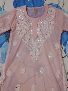 Pink Embroidered Kurti