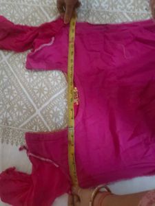 Pink Georgette Gota Patti Work Kurti