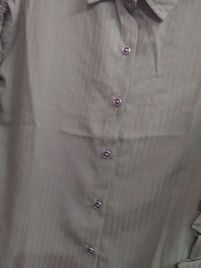 Chic Ruched Sleeve Collared Shirt