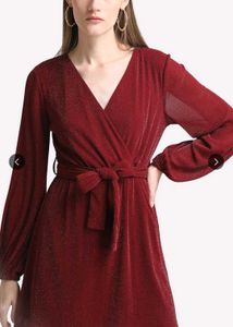 Sparkling maroon Wrap Dress