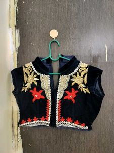 Embroidered Velvet Blouse