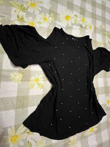 Black Cold Shoulder Blouse