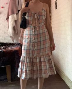 Cute Plaid Midi Dress