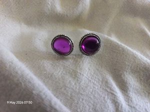 Purple Gemstone Stud Earrings