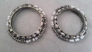 Elegant Oxidized Bangles with Crystals