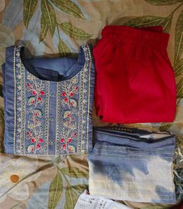 Embroidered Kurta Set with Dupatta