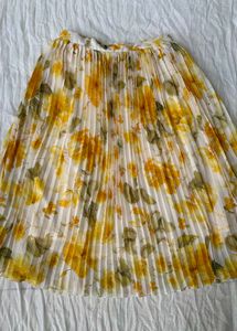 Pleated Floral Midi Skirt