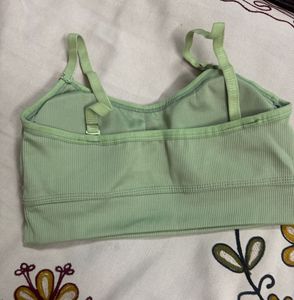 Light Green Ribbed Sports Bra