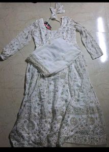 Elegant White Embellished Anarkali Suit