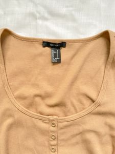 Tan Ribbed Henley Dress
