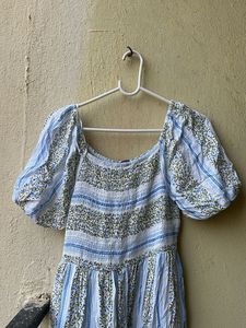 Brand New Zudio Boho Blue Floral Smocked Dress
