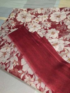 Maroon Floral Print Saree