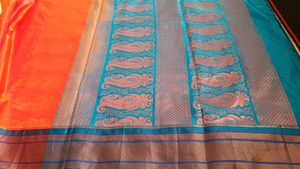 Vibrant 🧡 &amp; 🩵 Saree