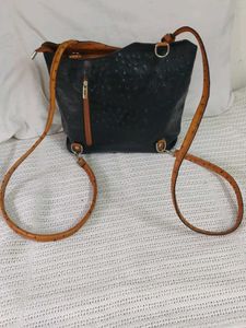 Chic Black Ostrich Texture Handbag(bagpack)