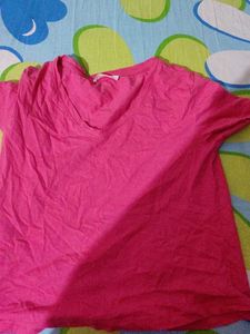V-Neck Pink T-Shirt