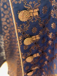Men's Navy Brocade Shervani