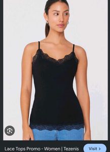 Black Lace Trim Camisole Top