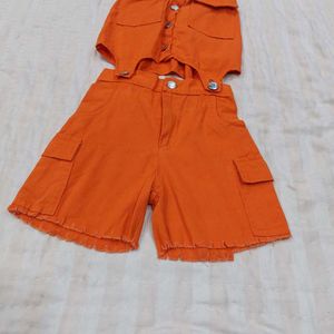 Bright Orange Overalls Set