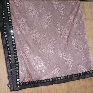 Elegant Pink Embroidered Saree with Mirror Work
