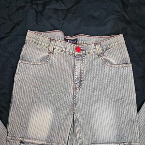 Striped Embroidered Jeans cargo y2k