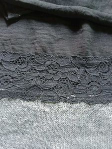 Zara Black Lace Trim Long Sleeve Top