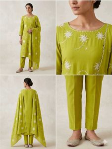 Elegant Lime Green Embroidered Kurta Set