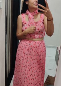 Specially Tailored Floral Print Skirt Top Set