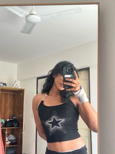 Rhinestone Star Halter Top