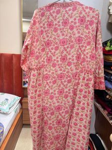 Pink Floral blockPrint Farida Gupta Kurta