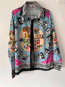 Unique Graphic Print Button-Up Shirt