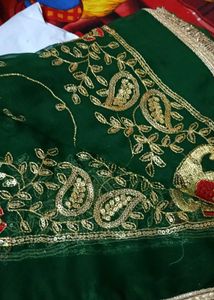 Green Silk Lehenga with Elephant Embroidery