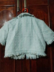 Tweed Light Blue Cropped Jacket