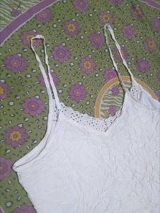 White Camisole Top with Lace Trim