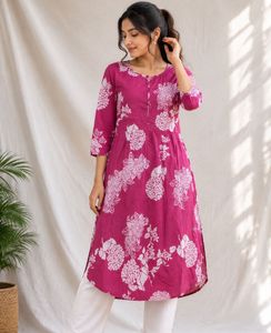 Vibrant Pink Floral Print Kurta