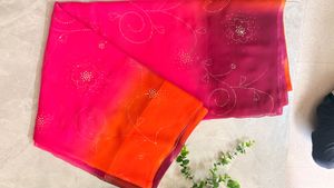 Stunning Pink Embellished Saree