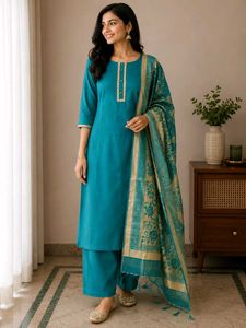 Elegant Teal Kurta Set with Dupatta