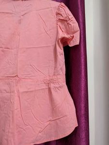 Cute Pink Fitted Korean Shirt