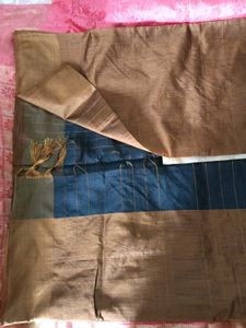 NewHandwoven SilkPlaidFabricSaree-Black&amp;Mustard-E
