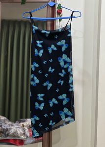 Sheer Butterfly Print Mini Bodycon Dress