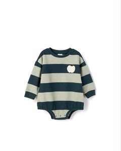 Striped Baby Bodysuit with Apple Applique