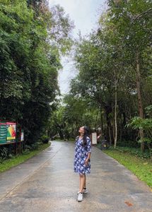 CUTE Chic Blue Floral Print Dress Pure COTTON