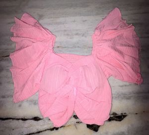 Pink Ruffle Sleeve Crop Top