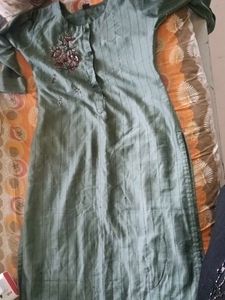 Elegant Striped Kurta with Embellishments